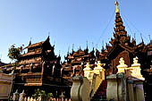 Myanmar - Mandalay, Shwe In Bin Kyaung a wonderful example of the Burmese unique teak architecture and wood-carving art. 